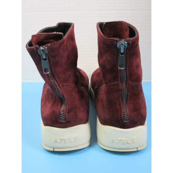 A7EIJE women's suede zip up boots /High tops Plum Burgandy -size M - Picture 5 of 10